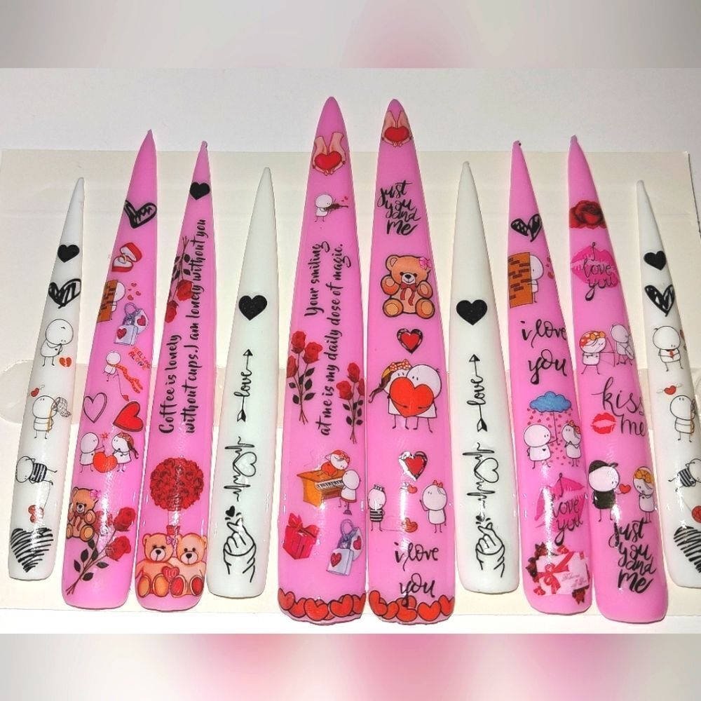 Hand crafted custom 10pc xxxl acrylic press on nails